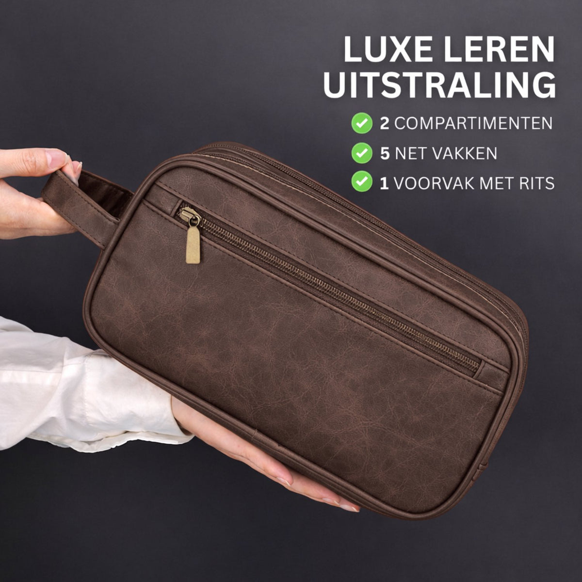 Kunstleren Toilettas Donker Bruin