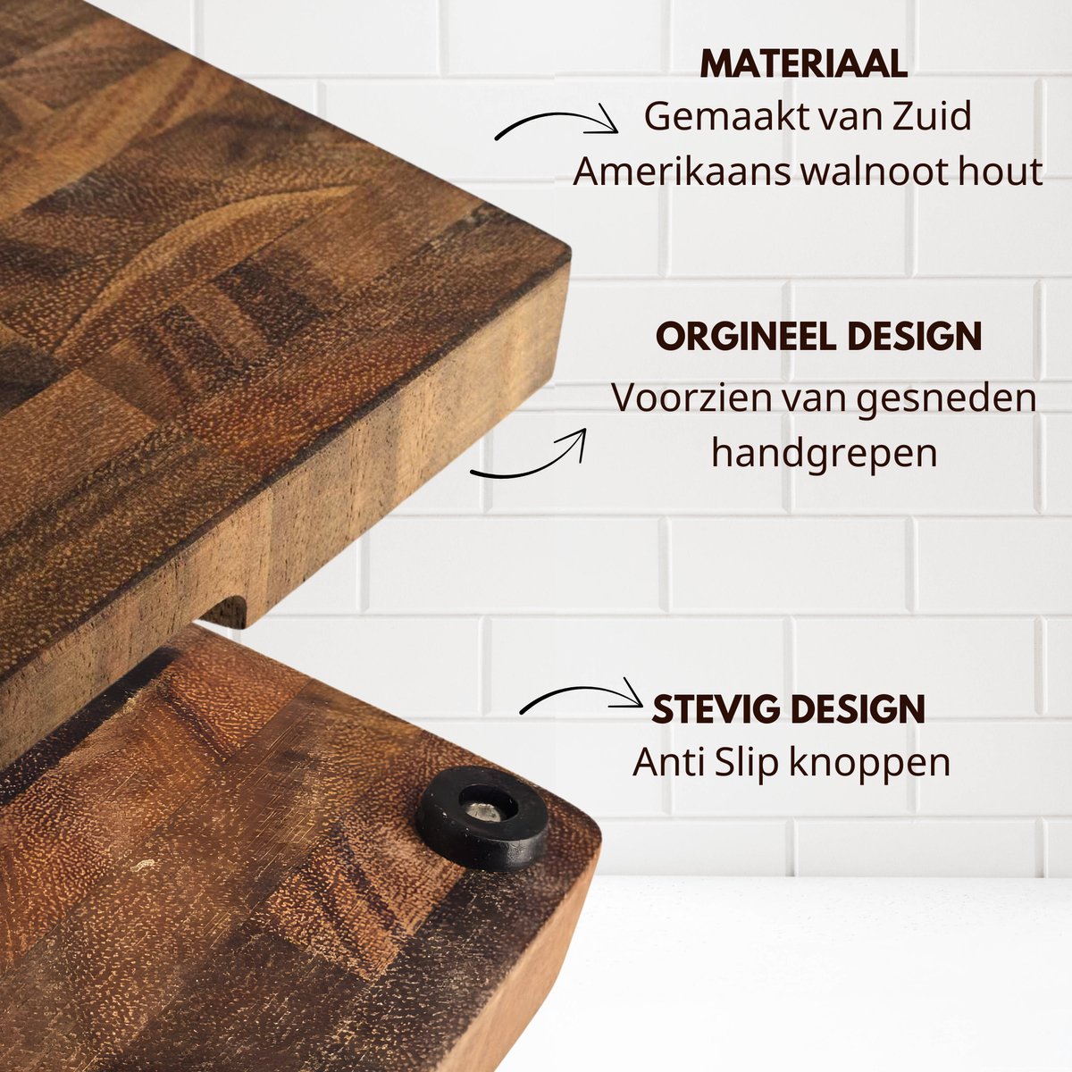 Walnoot Houten Snijplank Groot 34.5x24.5x2.5cm