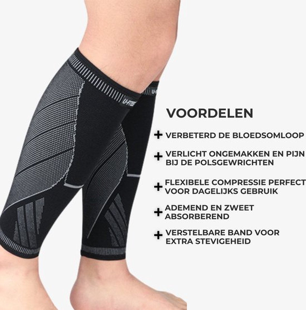 Compressie Kuitbrace 1 Paar Zwart