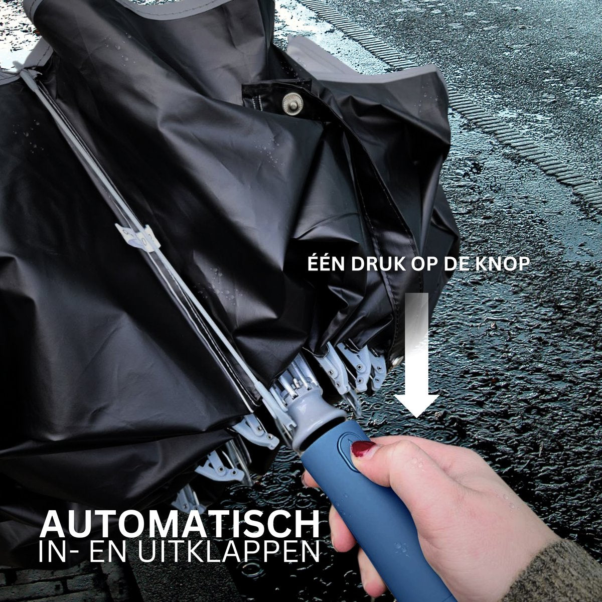 Automatisch Opvouwbare Paraplu Blauw