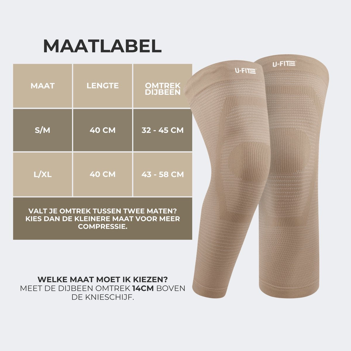 Lange Kniebrace Beige 1 Paar