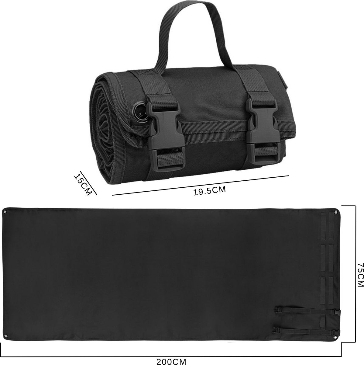 Camping Mat Opvouwbaar 75 x 200cm Zwart