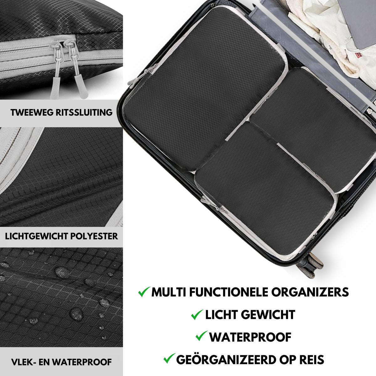 Packing Cubes Set 10 Delig Zwart
