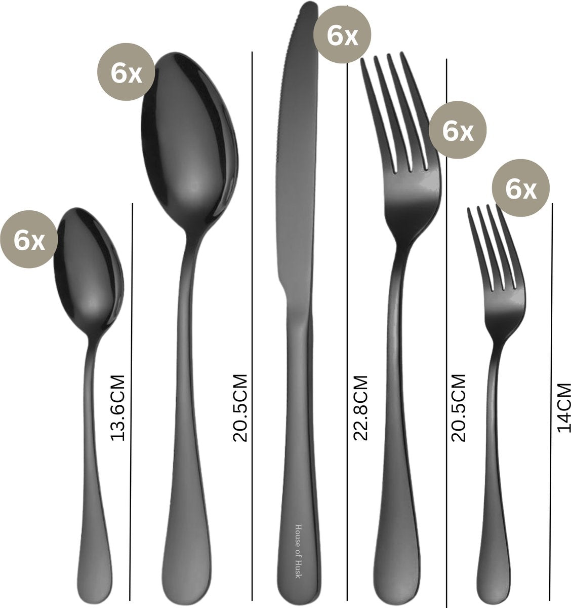 Bestekset 30 Delig Zwart