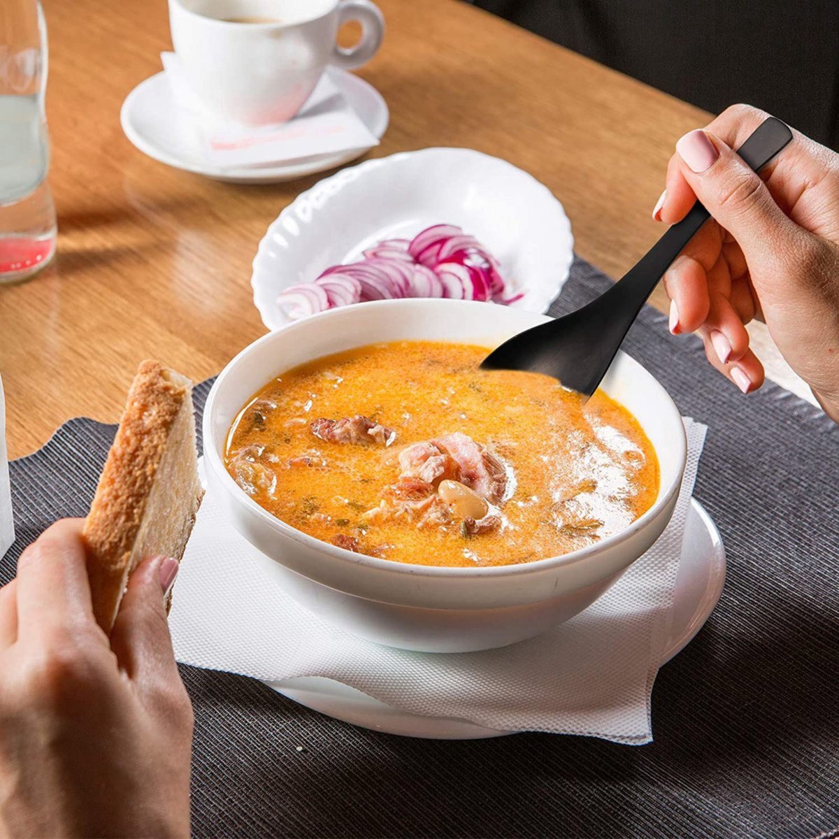 Oosterse Soeplepel Set Zwart 4 Stuks