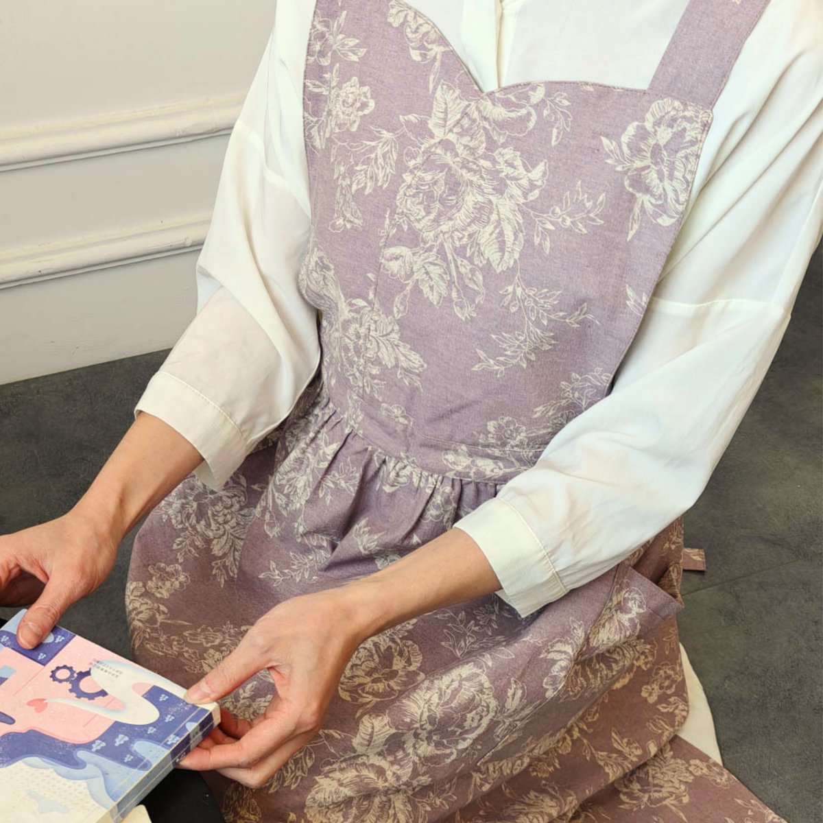 Keukenschort Paars Gebloemd