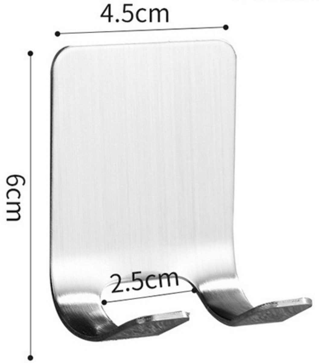 RVS Duo Wandhaak 8 Stuks Zilver