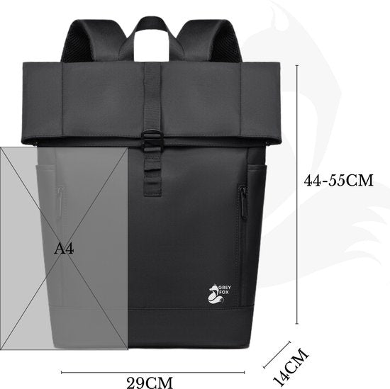 Rolltop Rugzak Zwart