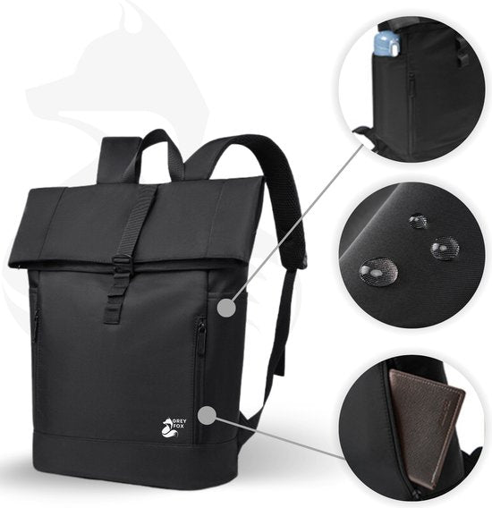 Rolltop Rugzak Zwart