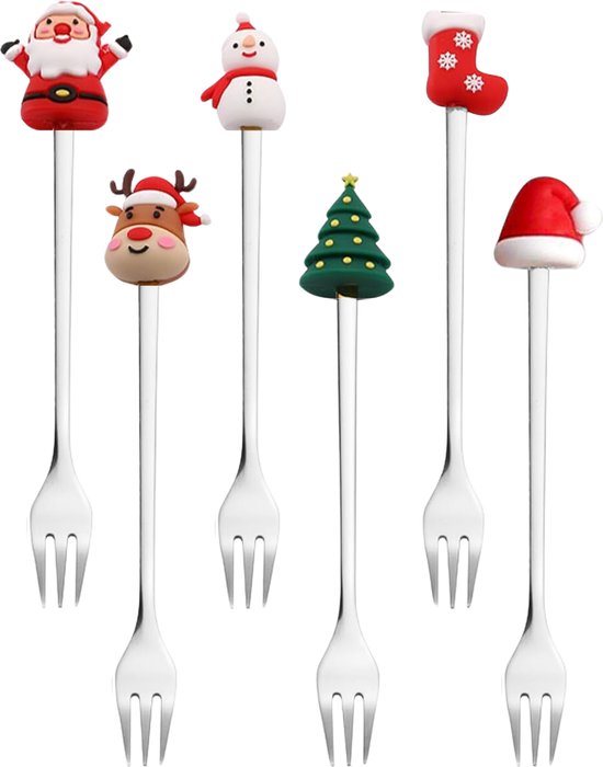 Kerst Gebaksvorken Zilver