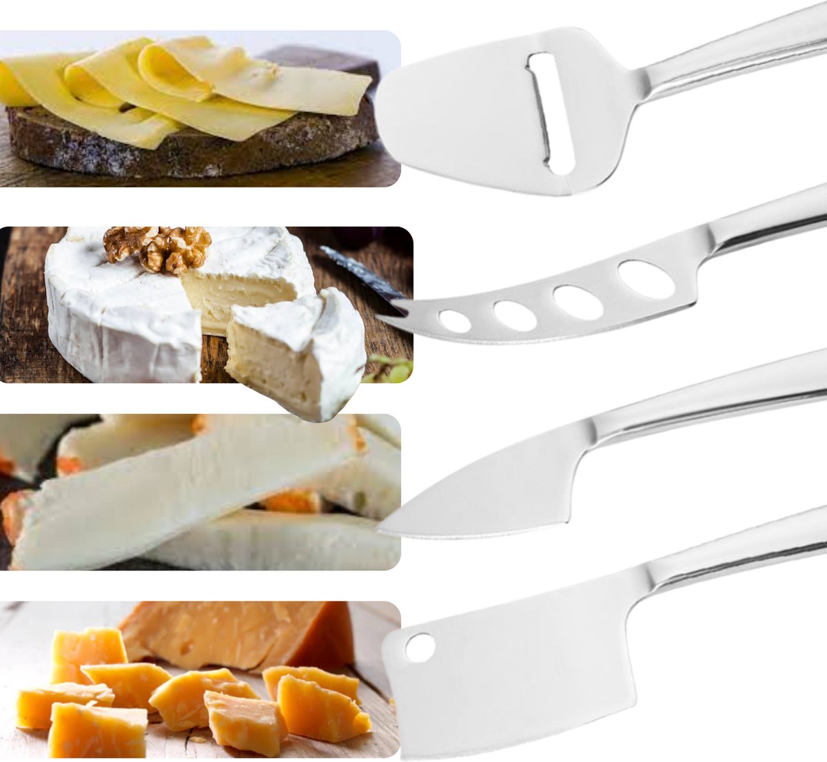 Kaasmessen Set 20cm Zilver