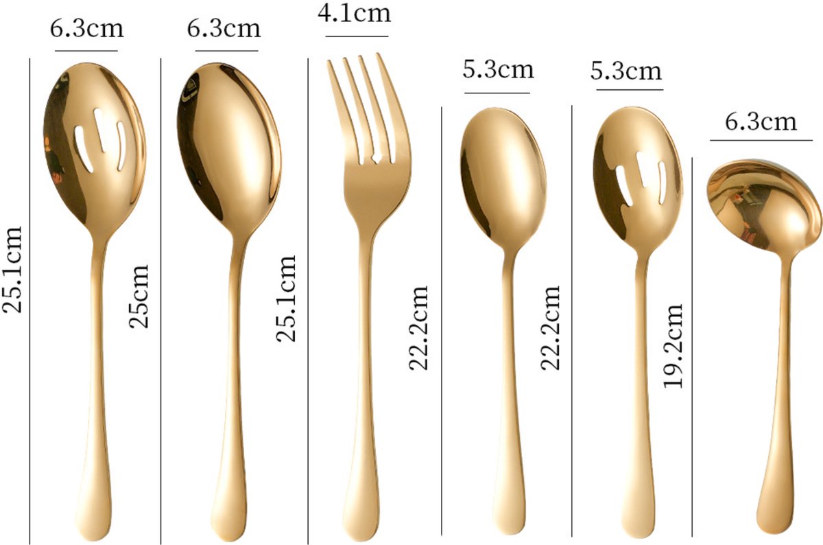 Opscheplepel Goud Mix 6-Delige Set