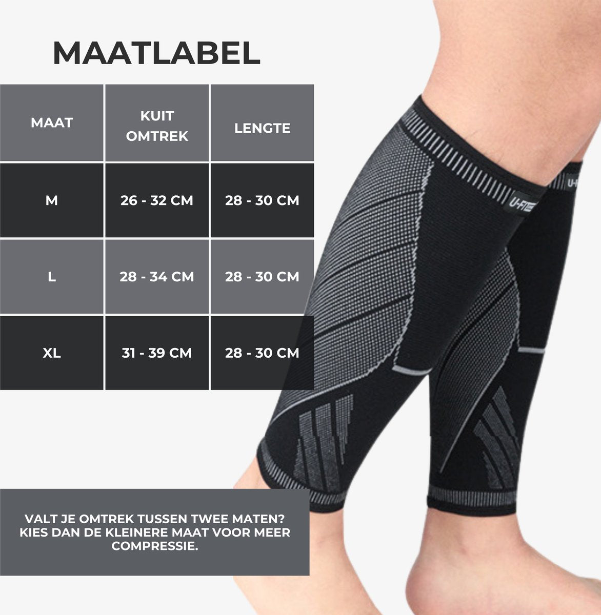 Compressie Kuitbrace 1 Paar Zwart