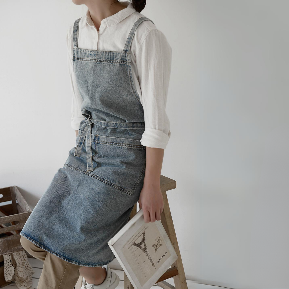 Licht Denim Keukenschort