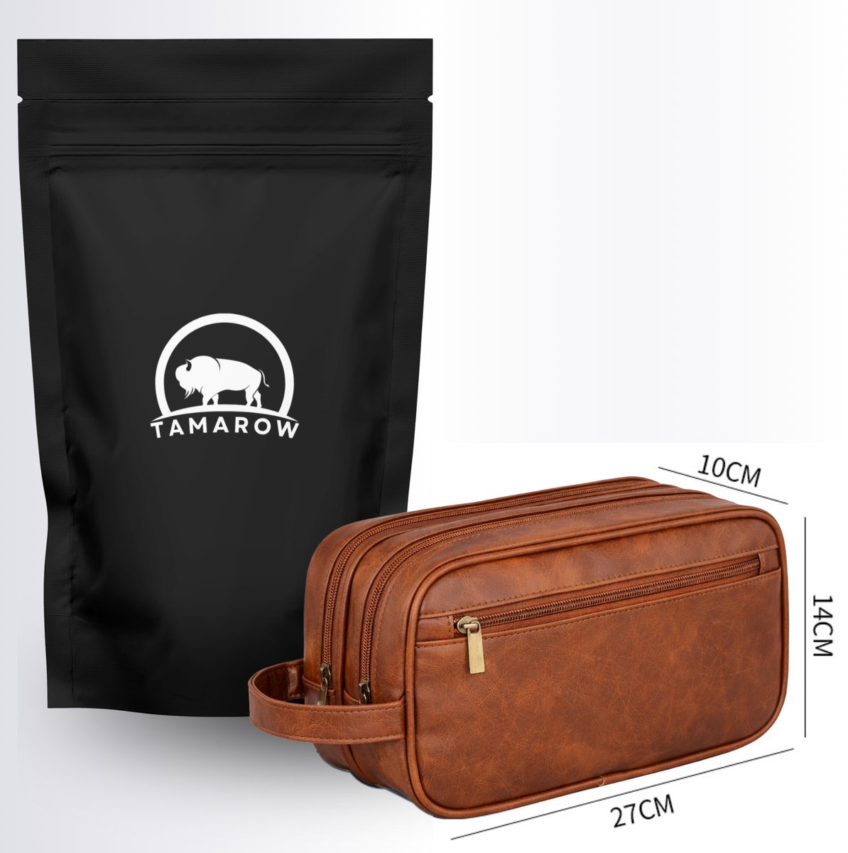 Kunstleren Toilettas Cognac Bruin