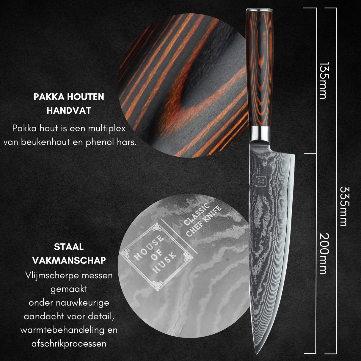 Chef Knife 10Cr15CoMov Hout Damascus