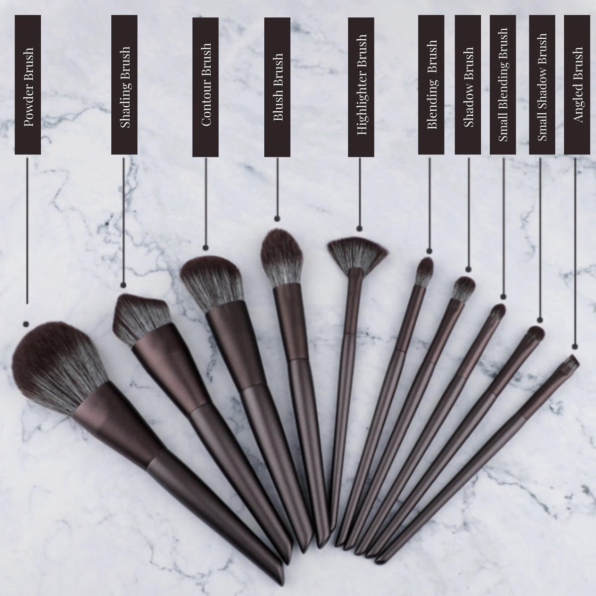 10 delige Make Up Borstels