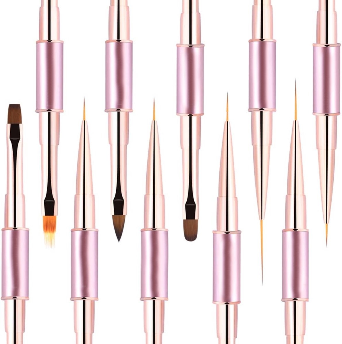 5-delige Dubbelzijdige Nail Art Penselen Roze