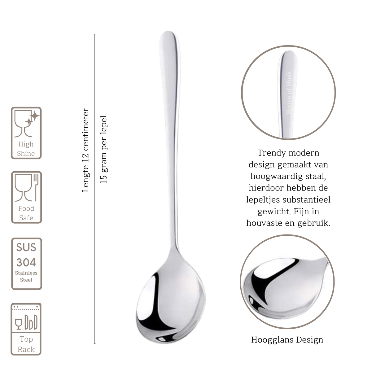 Koffielepels 12cm Zilver 12 Stuks