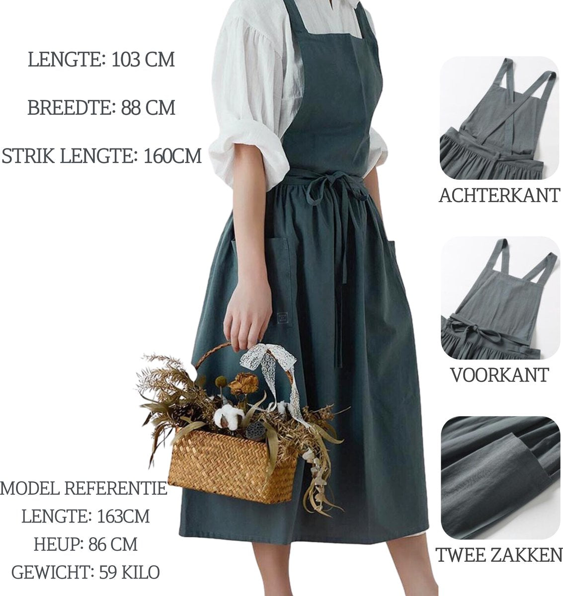 Keukenschort 'Ruffle' Blauw