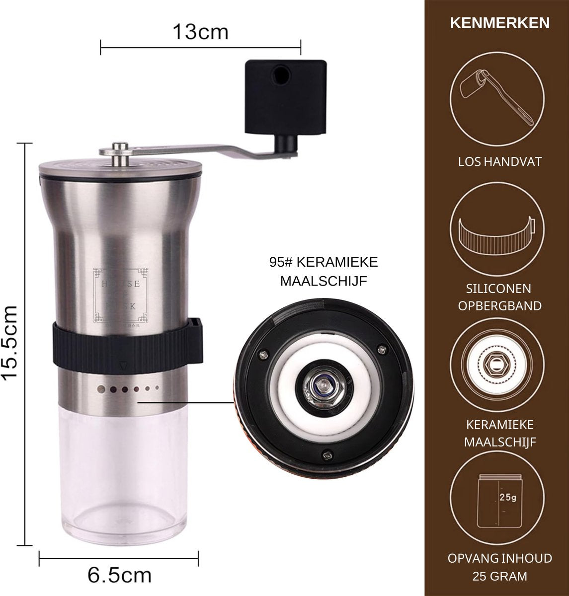 Koffiemolen Lux Zilver