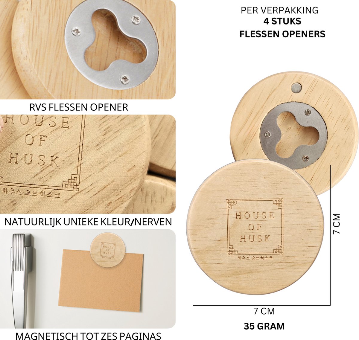 Magneet Flessenopener 4 Stuks