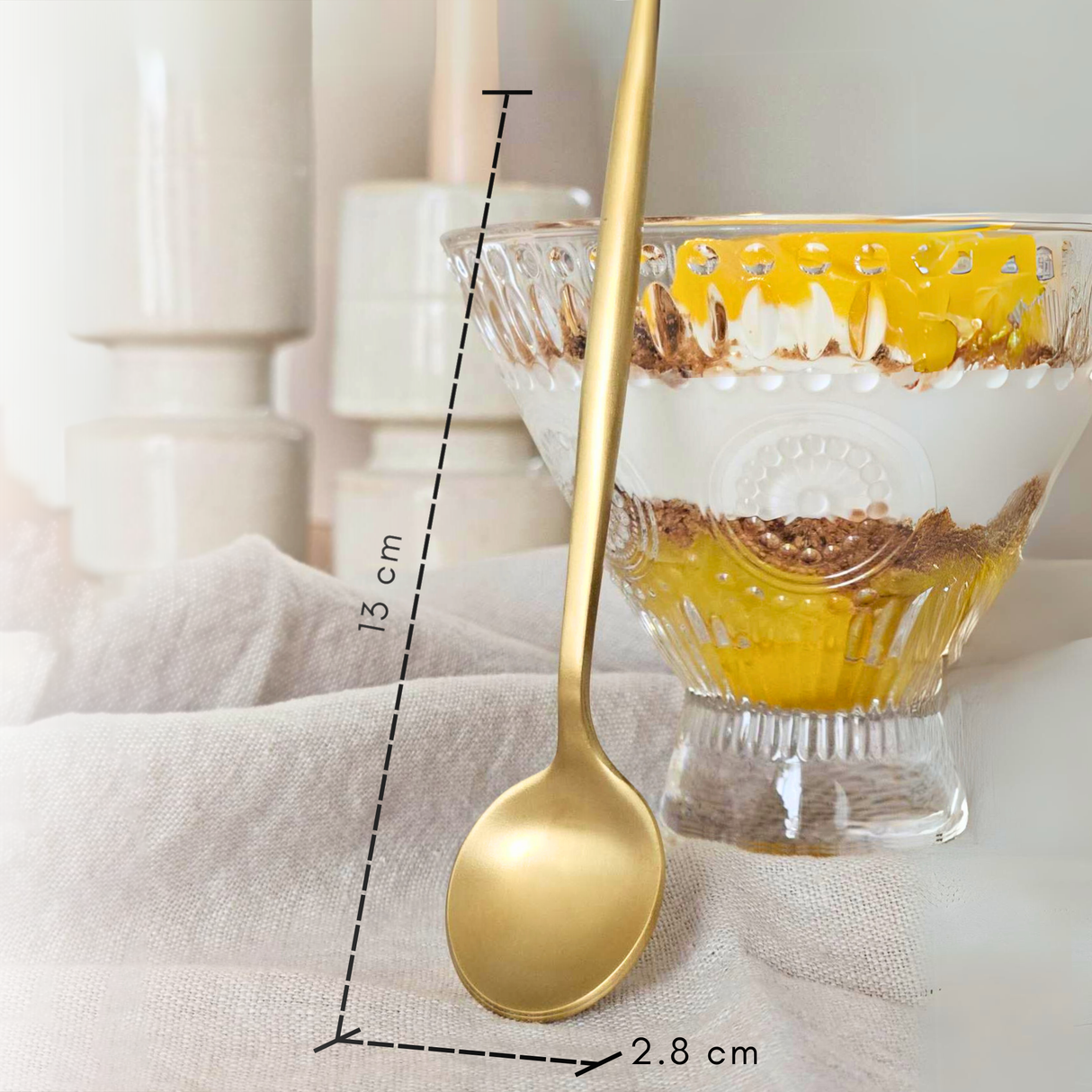 Theelepels 13cm Mat Goud 6 Stuks