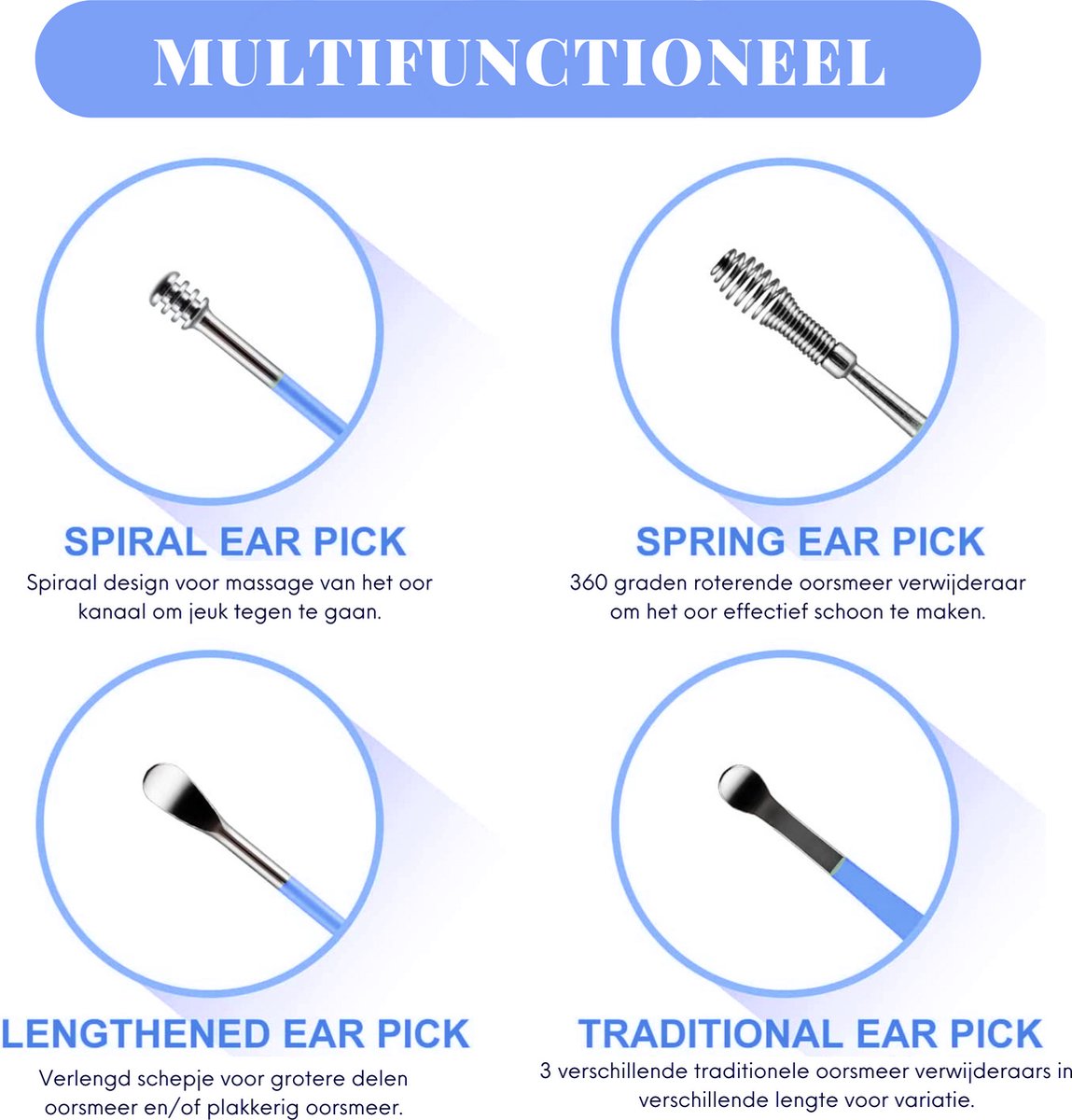 6 Delige Oorsmeer Verwijderaar Set met Etui