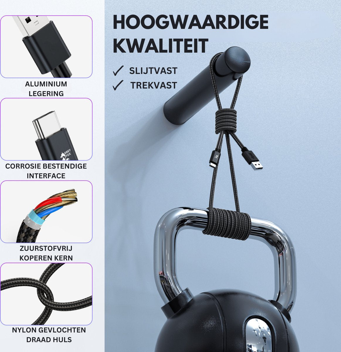 10Gbps USB-A naar USB-C Oplaadkabels 2 Stuks