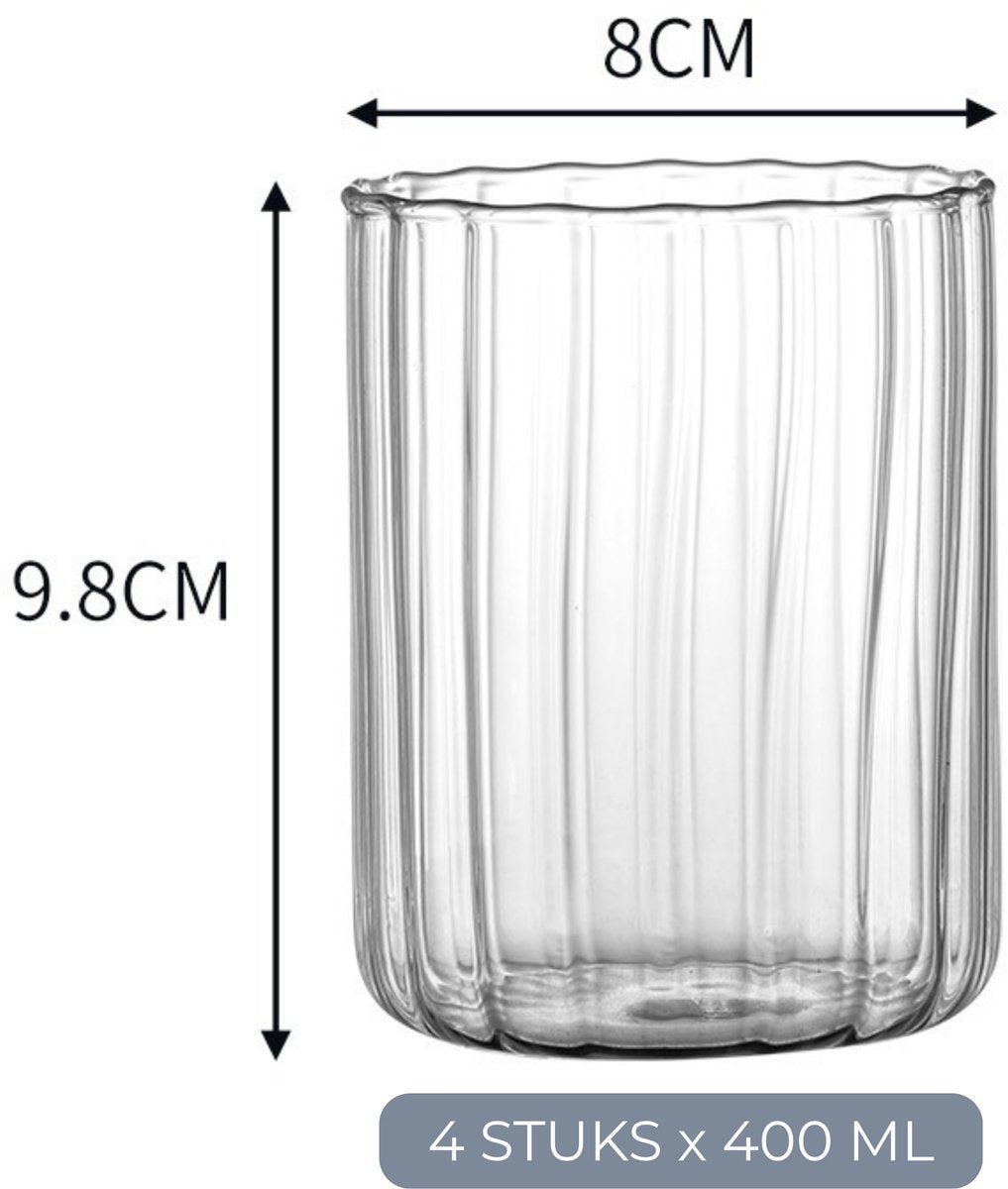 Drinkglazen Waterglazen Ribbel 4 Stuks