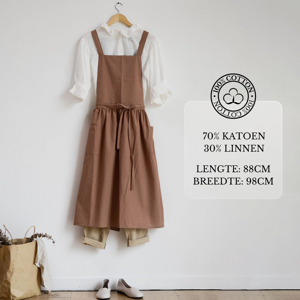 Keukenschort 'Ruffle' Bruin