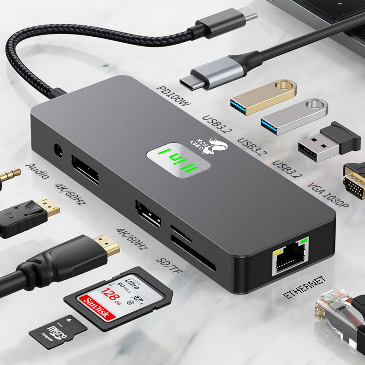11-in-1 Netwerk/USB Hub