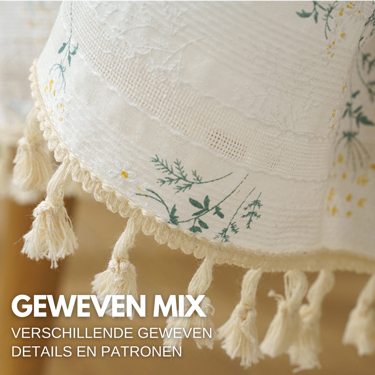 Tafelkleed Creme Groen Gebloemd 140x240cm