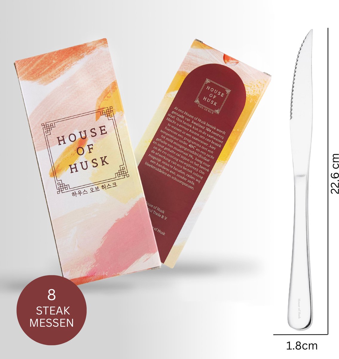 Steakmessen Zilver 8 Stuks