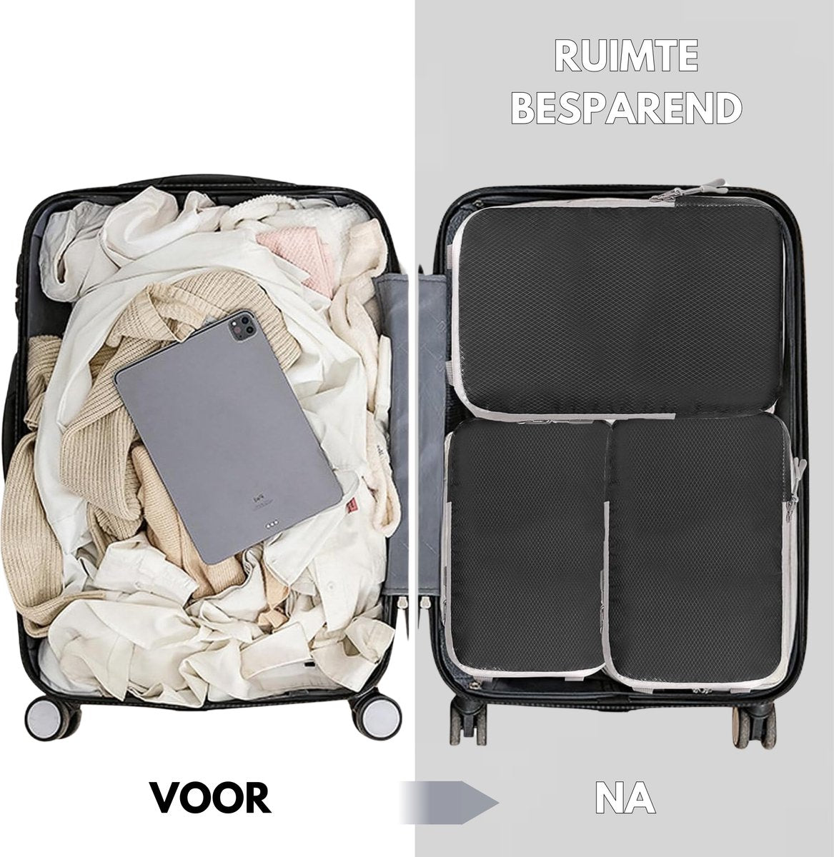 Packing Cubes Set 10 Delig Zwart