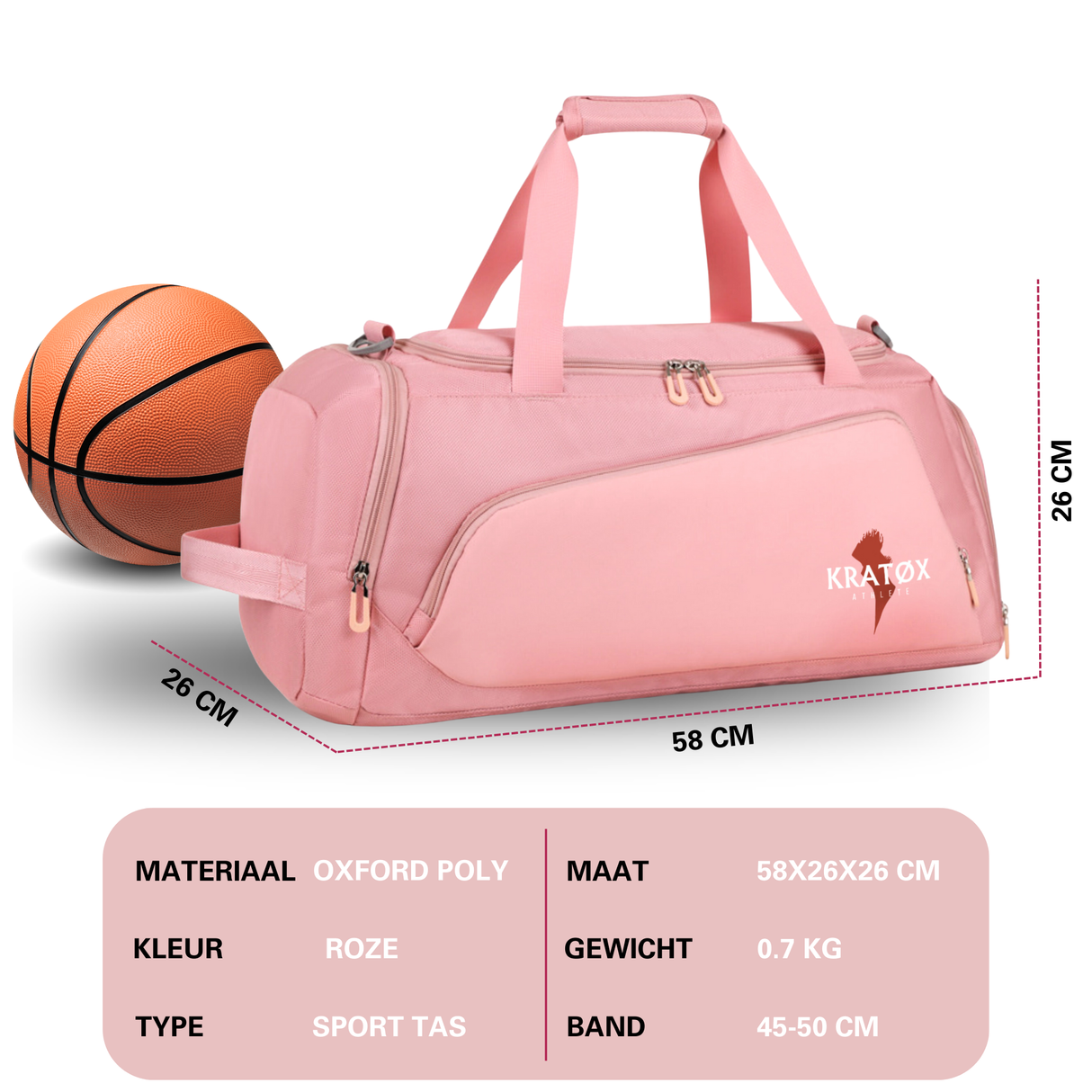 Duffel Bag Sport 40L Tas Roze