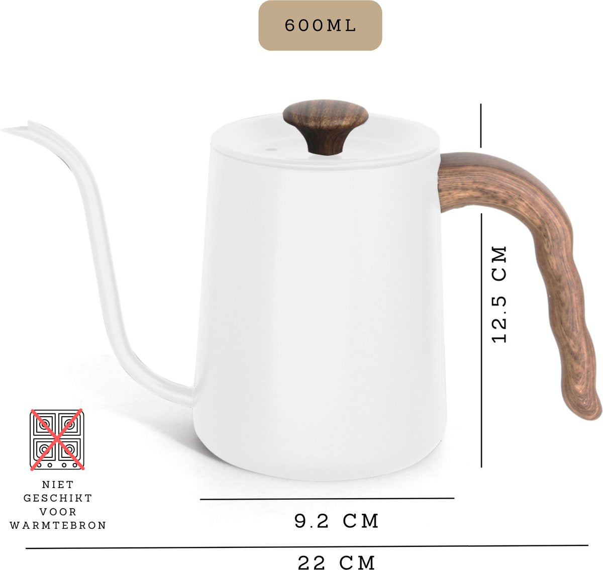 Slow Coffee Ketel 600ml Wood Wit