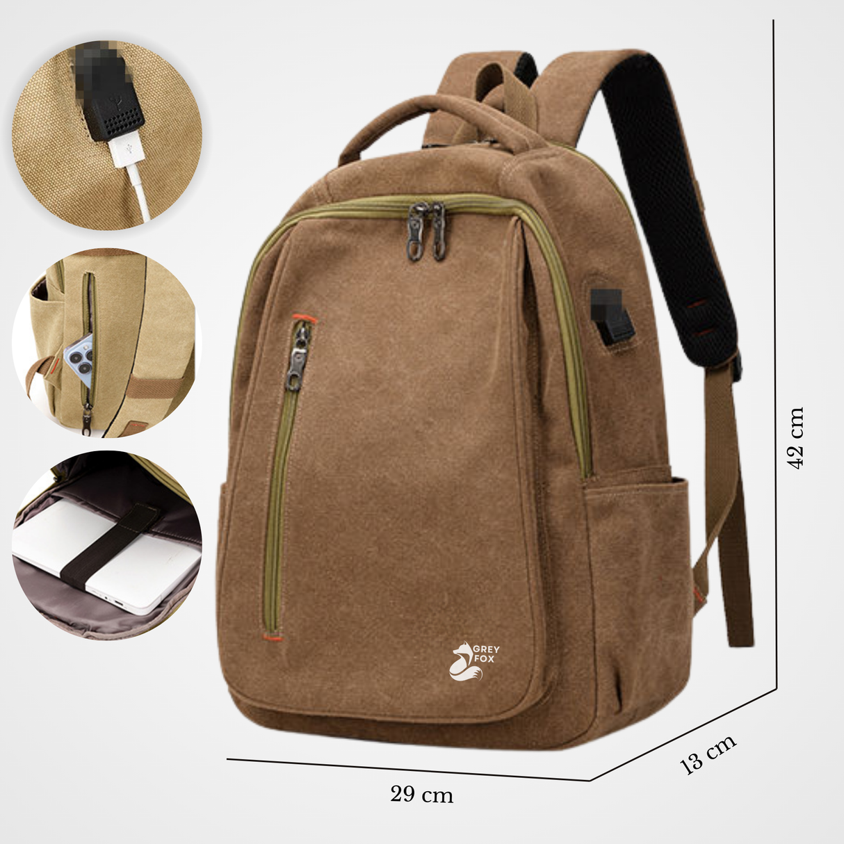 Canvas Laptop Rugzak 15.6inch 24L Bruin