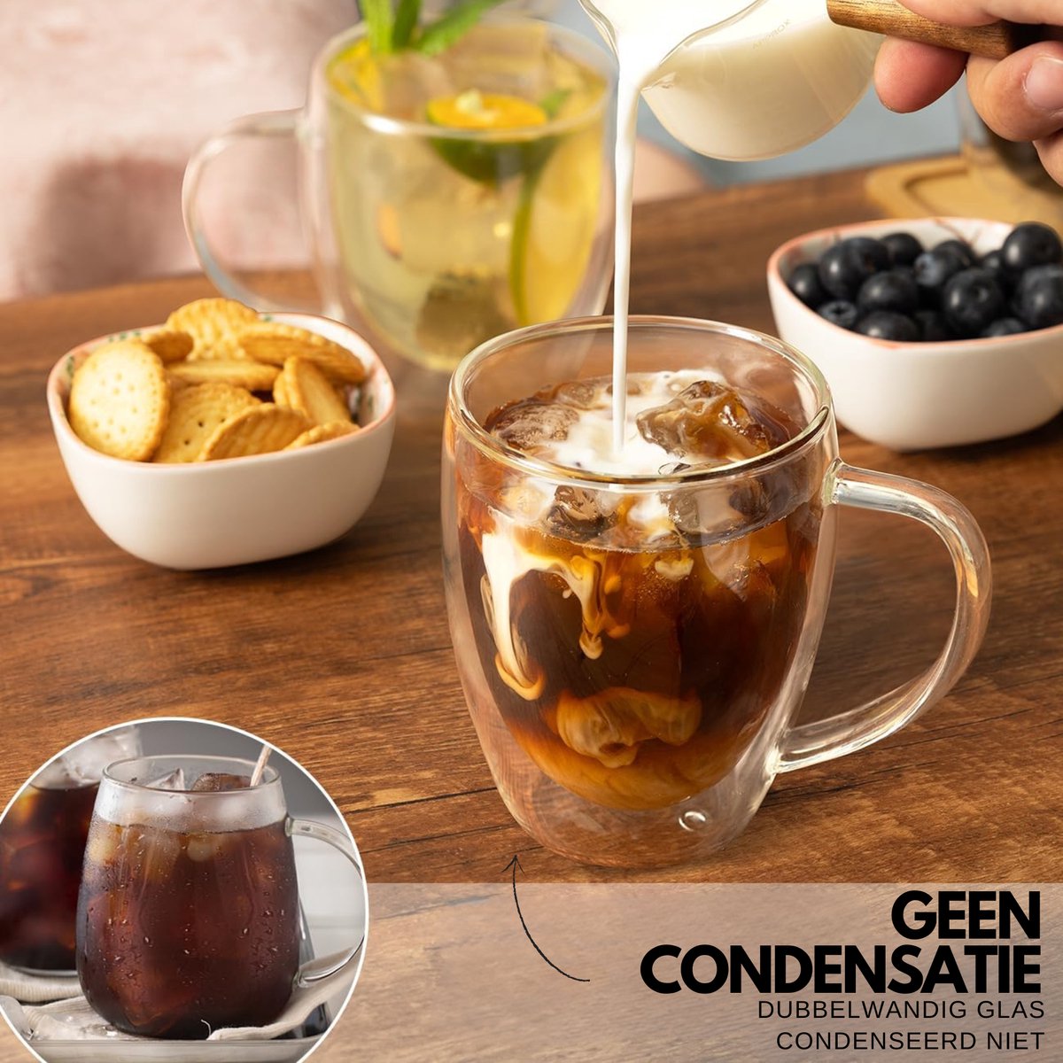 Dubbelwandige Glazen met Oor 350ml 2 Stuks