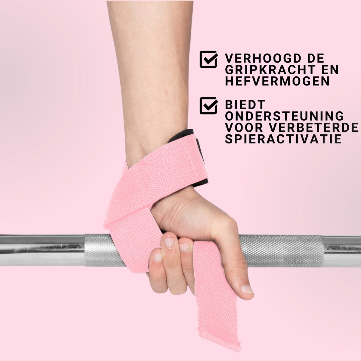 Lifting Straps Anti-Slip Roze