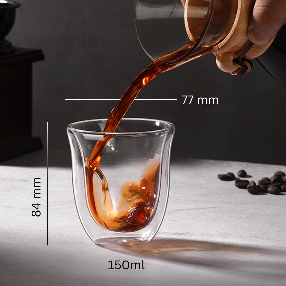 Dubbelwandige Koffie Glazen 150ml 4 Stuks