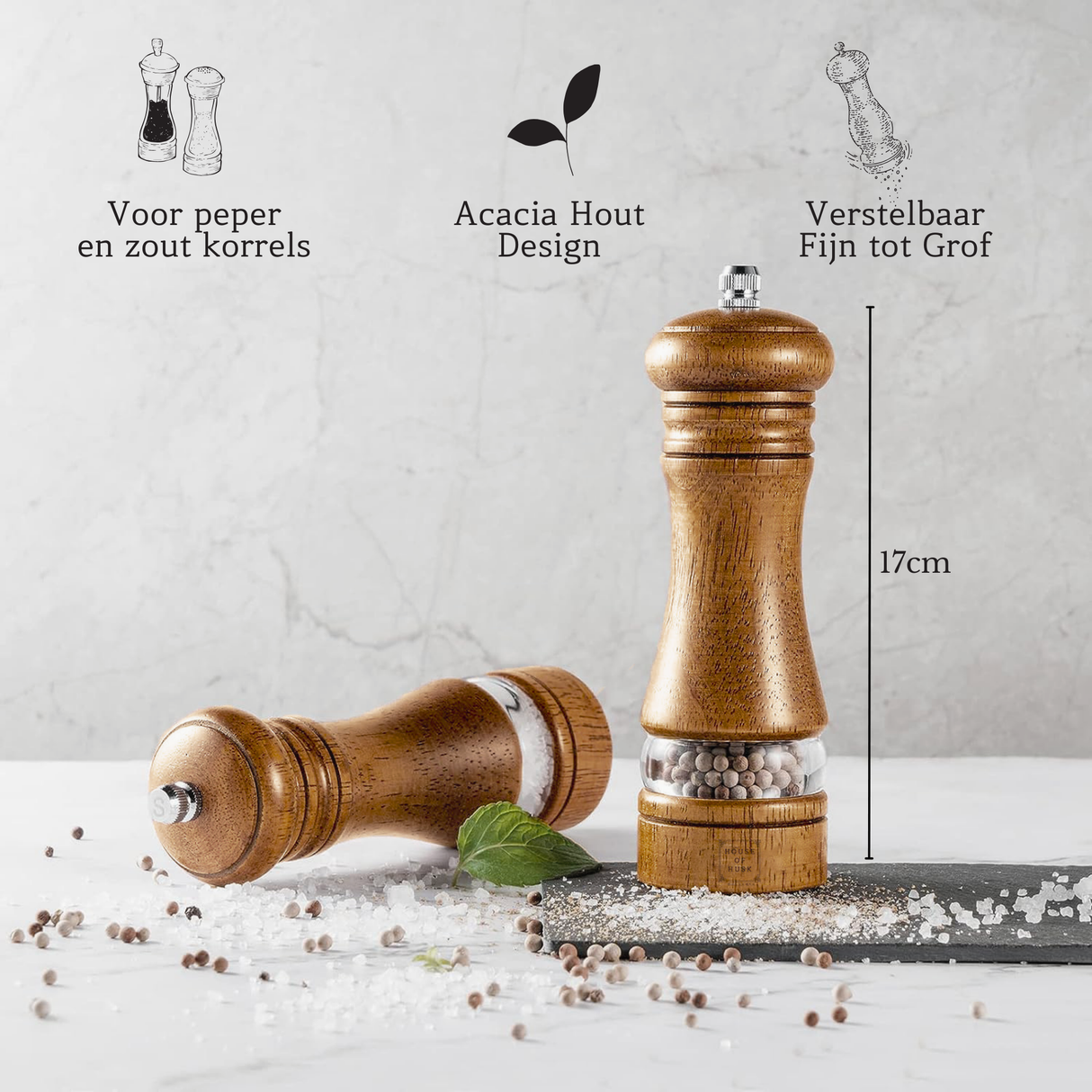 Peper- en Zoutmolen Acaciahout Midi