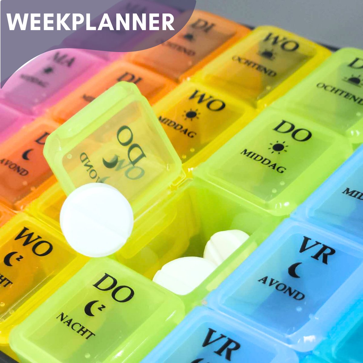 Medicijnendoos 7 Dagen 4 Dagdelen Nederlandstalig
