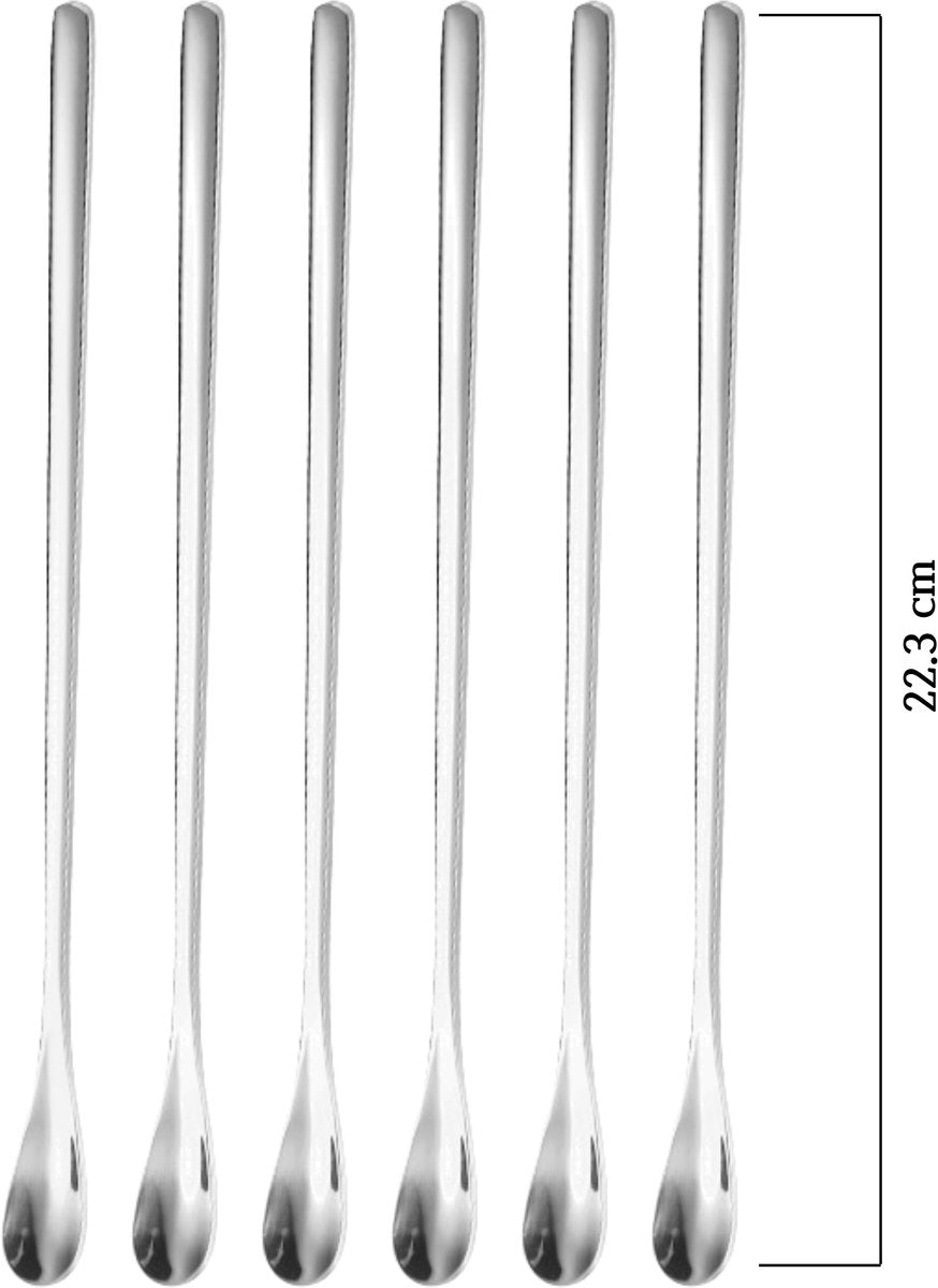 Dun Longdrinklepels 22cm Zilver 6 Stuks