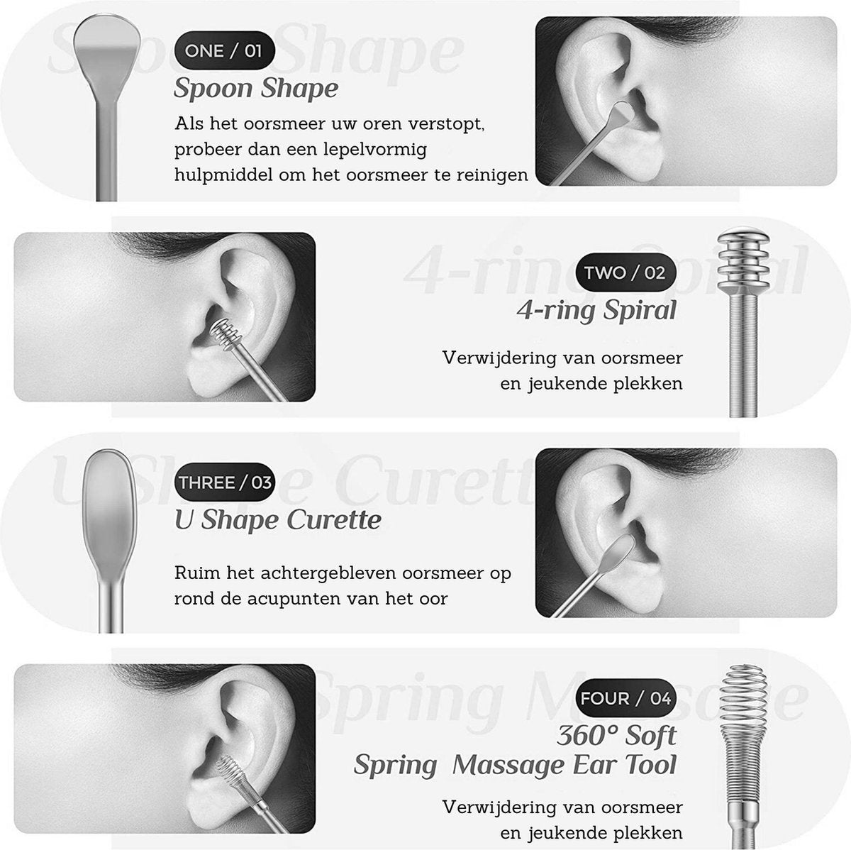 9 Delige Oorsmeer Verwijderaar Set met Etui