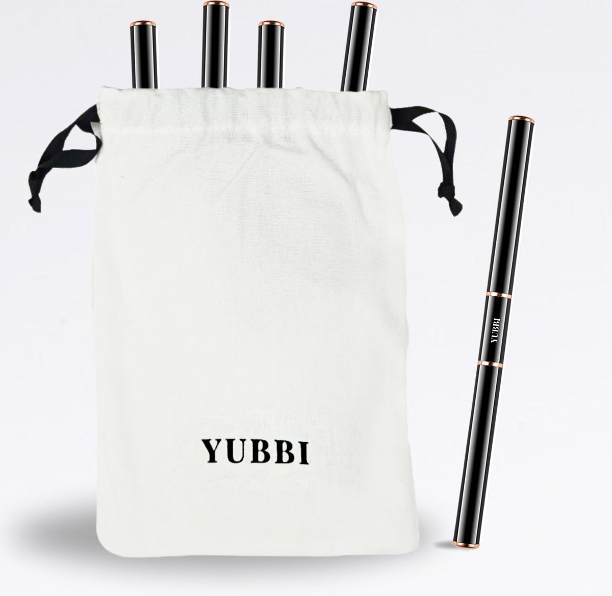 5-delige Dubbelzijdige Nail Art Penselen Zwart