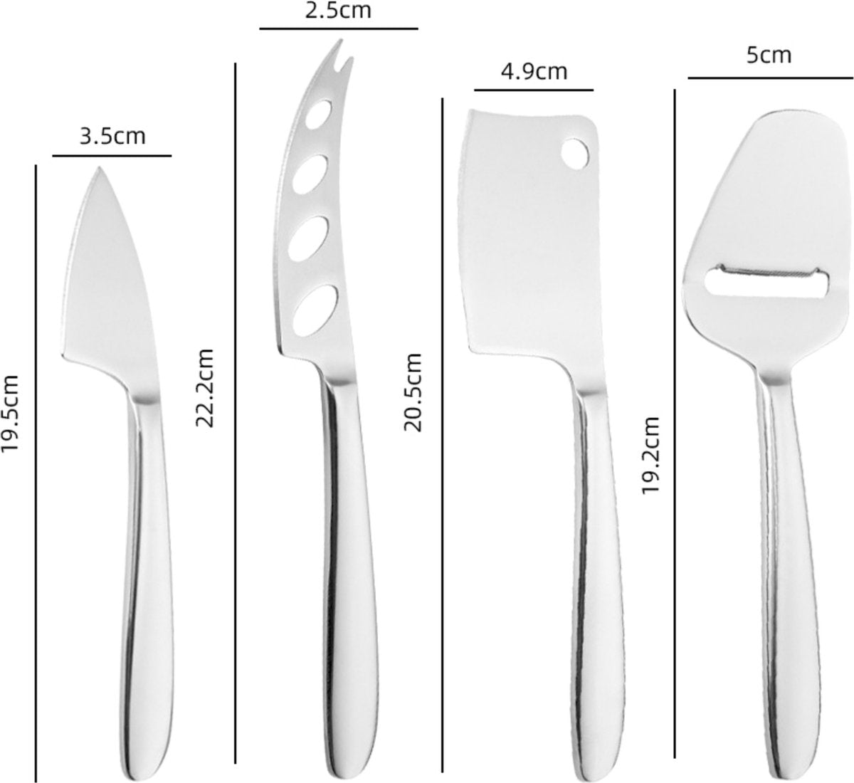 Kaasmessen Set 20cm Zilver