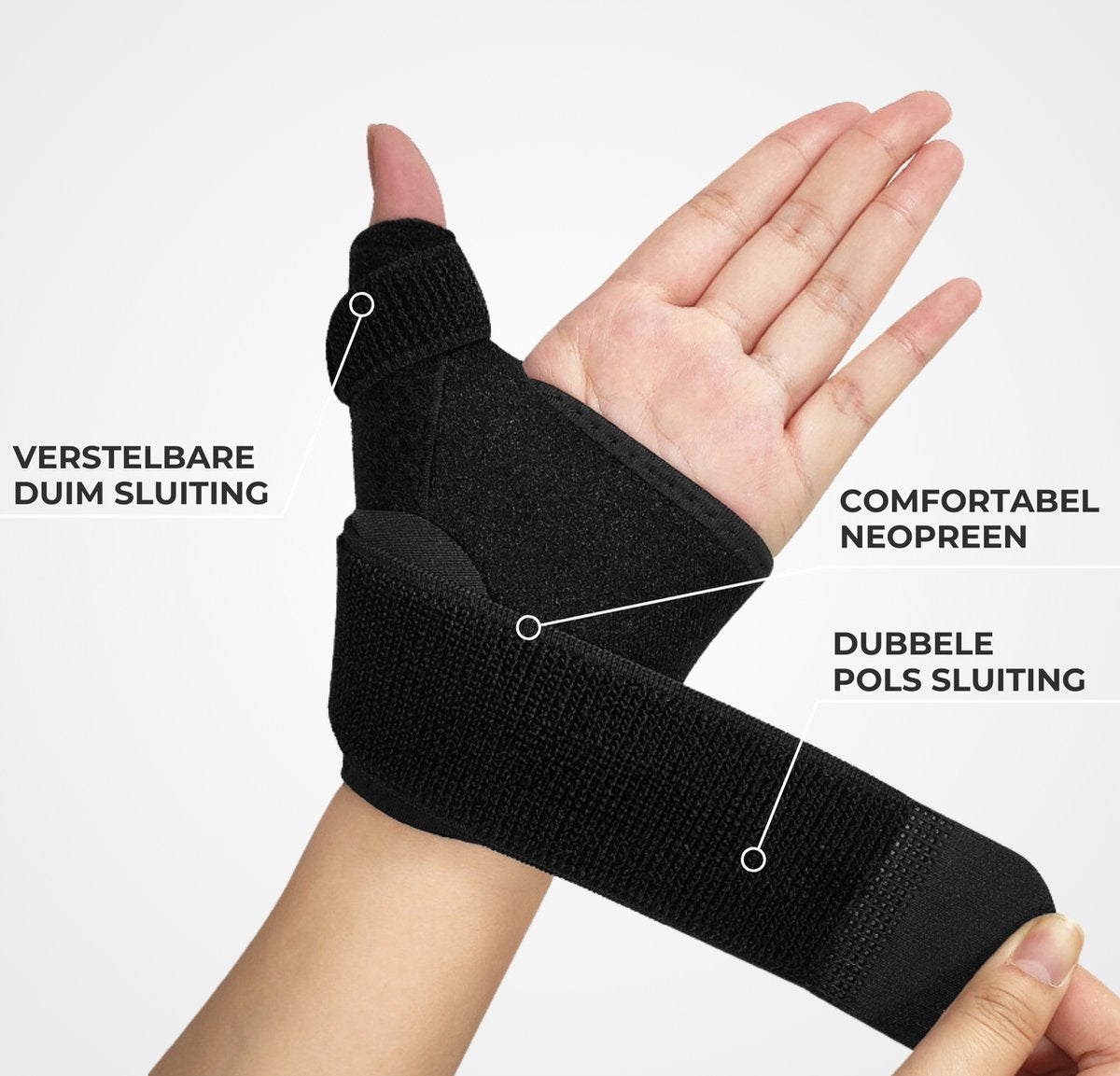 Duimbrace Universeel Ketting Spalk Zwart