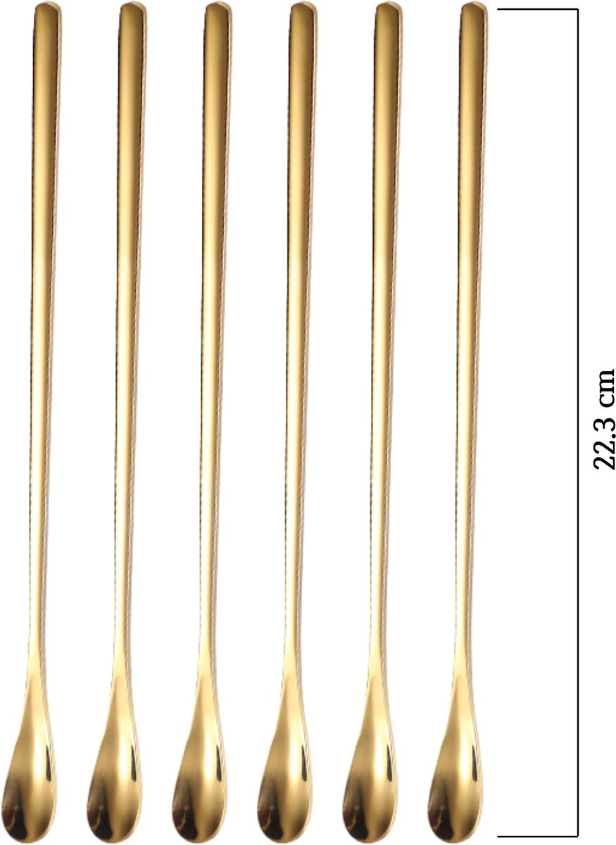 Dun Longdrinklepels 22cm Goud 6 Stuks