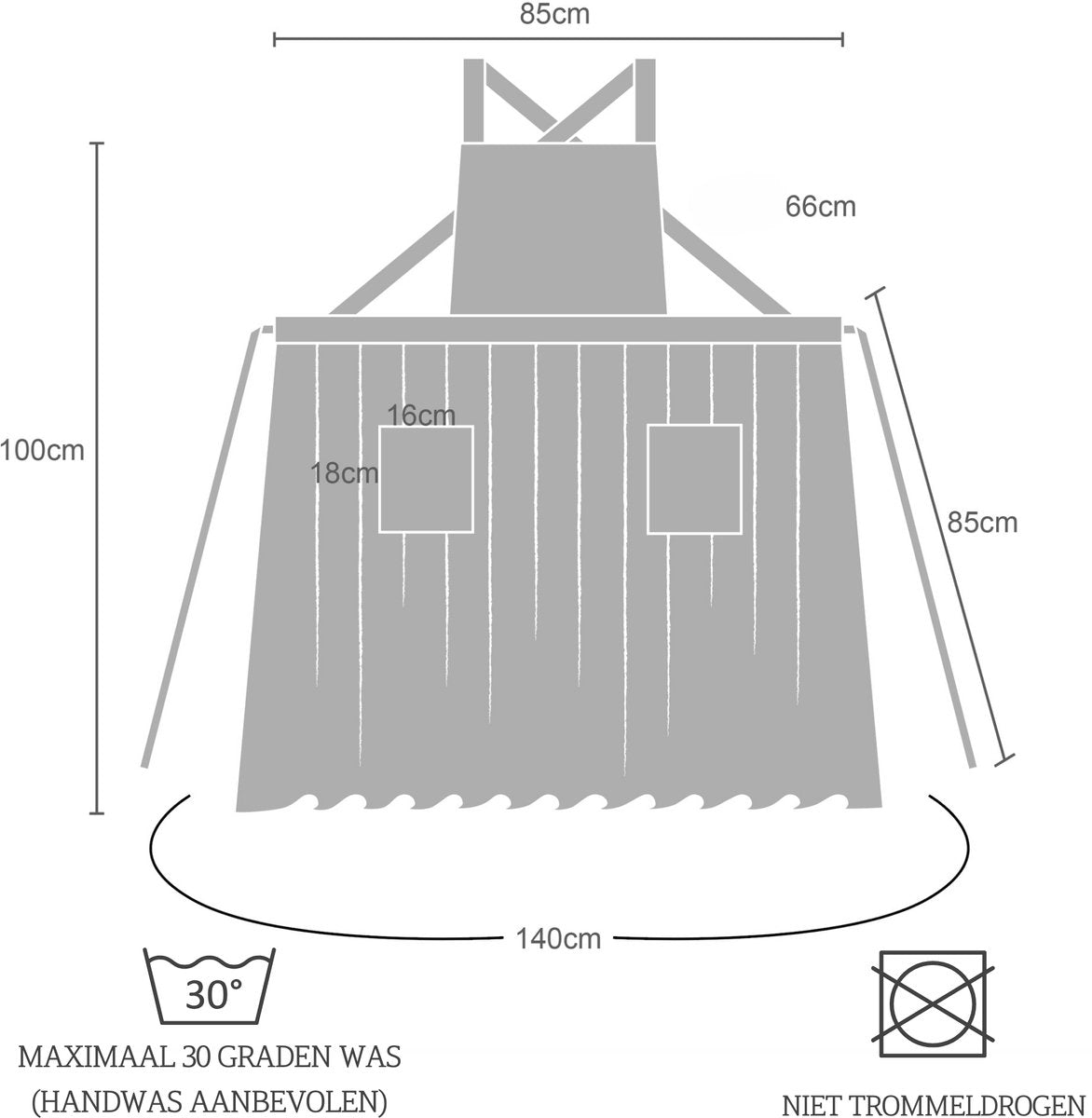 Keukenschort 'Ruffle' Zwart